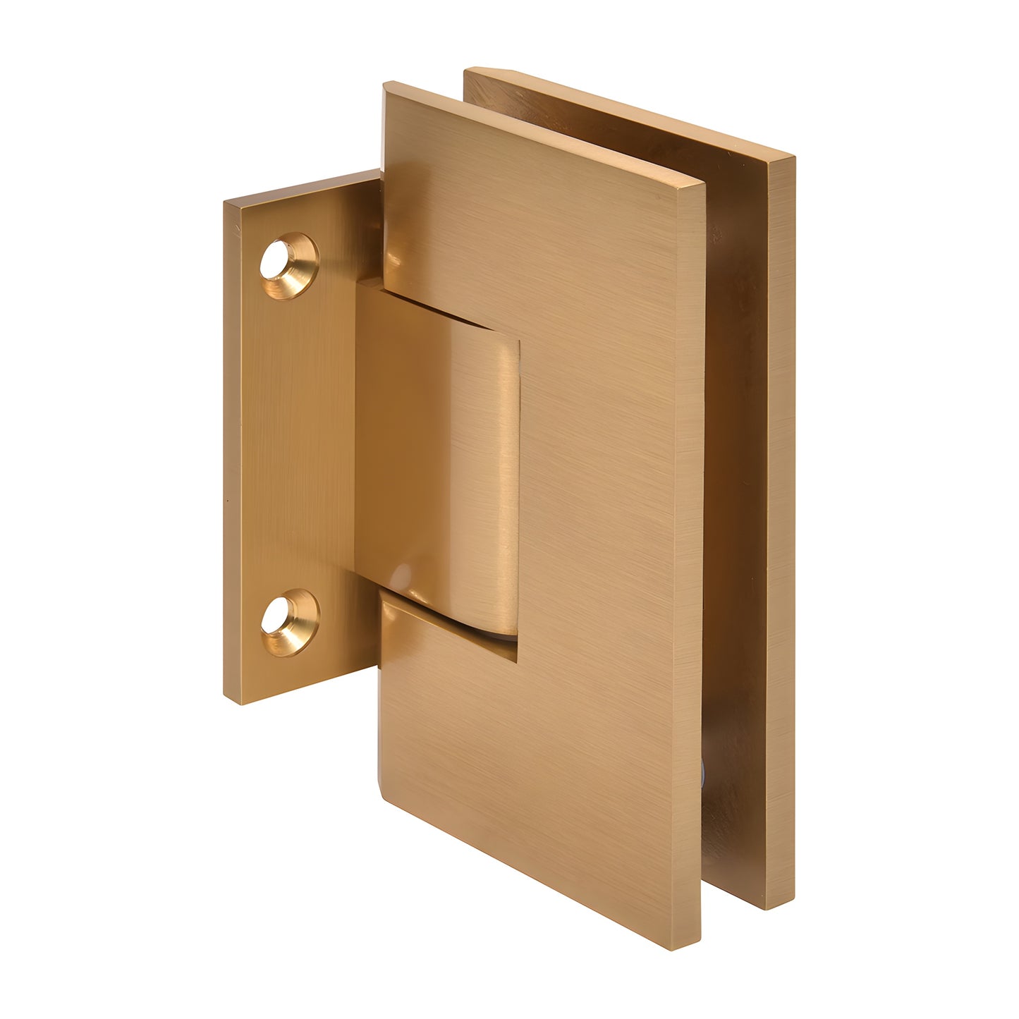 V1E074MG Vienna solid brass shower door hinge, modern gold wall-mount short back plate for 3/8-1/2" tempered glass