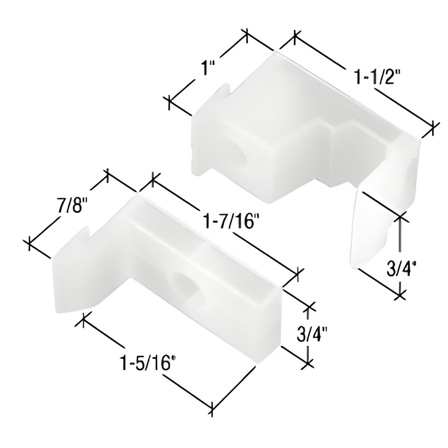Clear plastic jamb guide and bumper set (SKU M6218) for 1-1/2" sliding shower doors.
