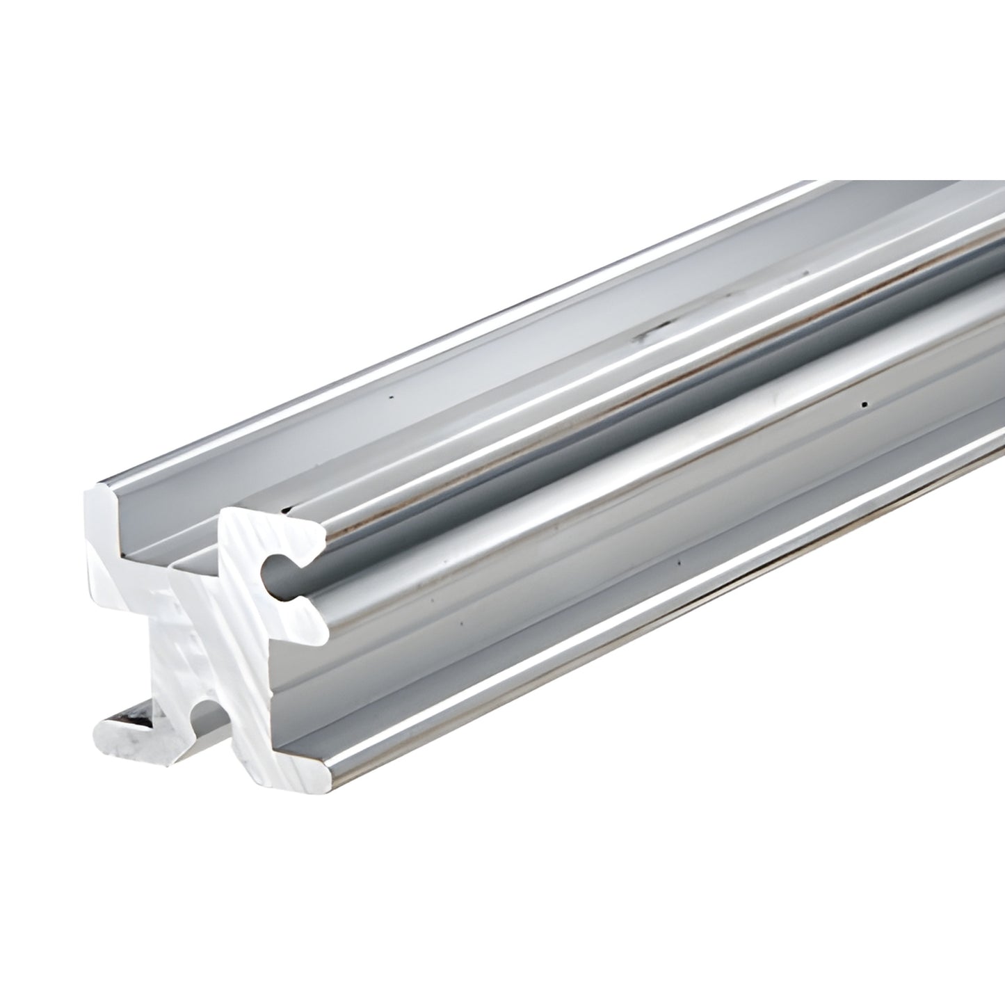 Satin anodized Sculptured partition post extrusion with recessed channel for 5.5-6mm glass (SKU 6435000)