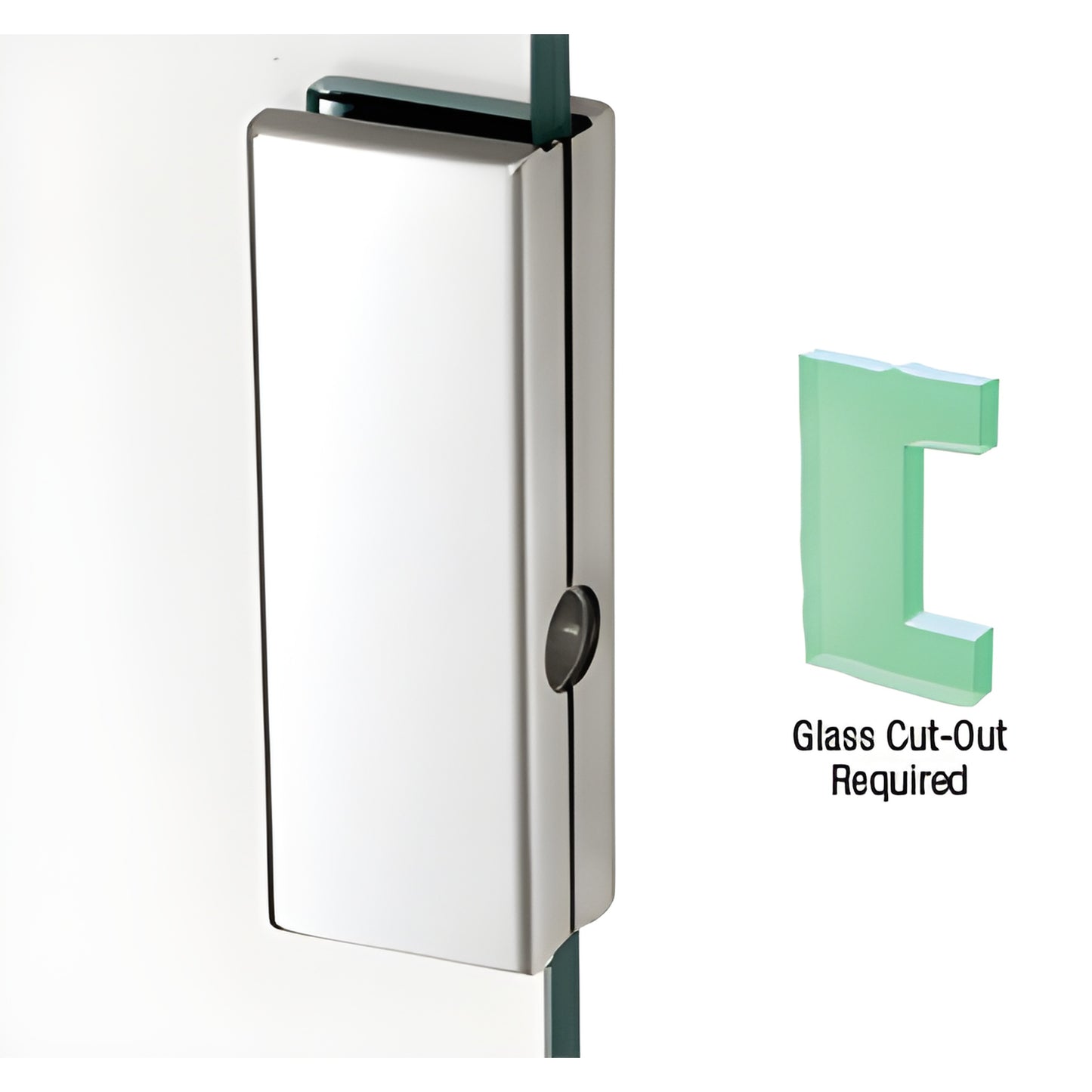 DTK36PS polished stainless steel low-profile glass keeper for 1/2 in (12 mm) tempered glass, 1-3/4" x 5-5/8"