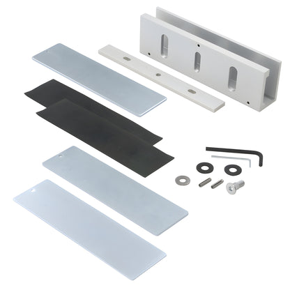 HDB1 satin anodized Herculite door bracket kit with plates, rubber pads and hardware for 1/2-3/4" glass