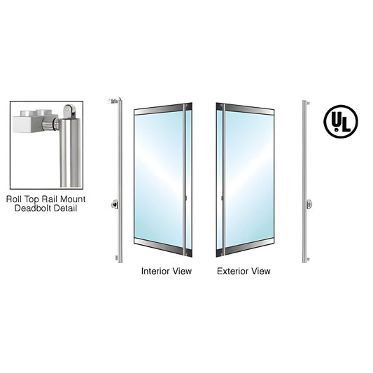 DBR130F3L1BS brushed stainless 1-1/4in low-profile deadbolt rail-mount handle for 1/2in glass commercial door