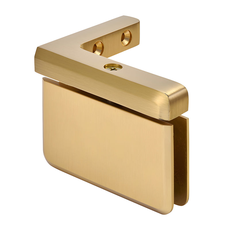 PPH05LSB satin brass beveled Prima pivot hinge for 5/16-3/8" tempered glass shower door, left-hand wall mount