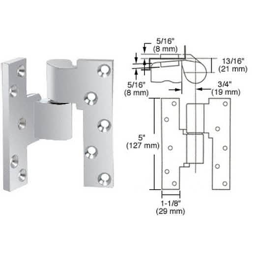 Rixson® Left Hand 3/4" Offset Intermediate Pivot in polished chrome, durable door hardware