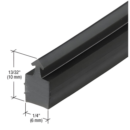 Black silicone spacer gasket profile showing cross-section (13/32 x 1/4 in), fits 1/4-2 in glazing. SKU SP250