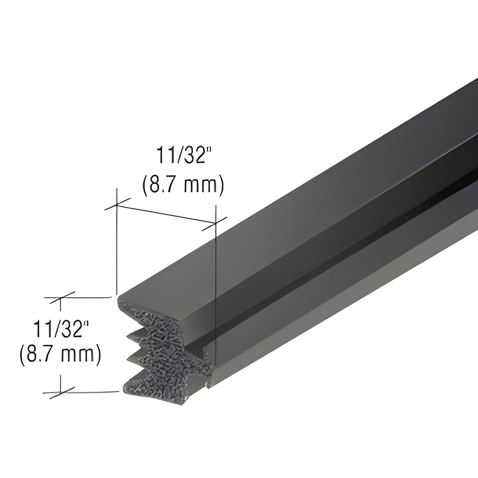 NP716 black EPDM sponge-rubber glazing gasket cross-section, serrated profile, 11/32" (8.7 mm) thickness for Series 4500.