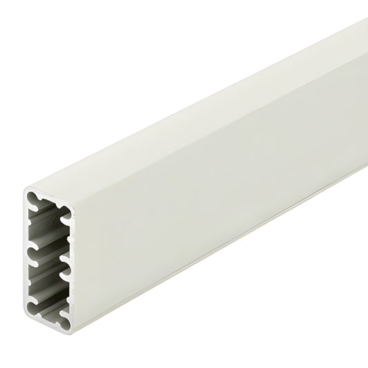 Sky White 2-3/8 x 1-1/8 in aluminum Trimline post, 241 in, internal channels, SKU HPT241W, diagonal studio view