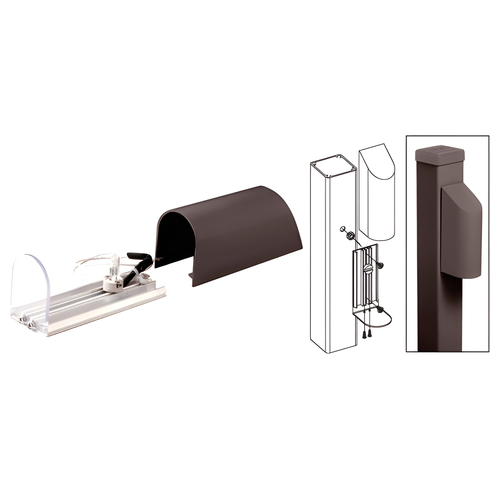 ACH1BRZ matte bronze aluminum post-mounted decorative hood light, low-voltage 12V, includes bulb.