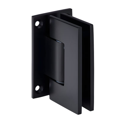 GEN337MBL matte black adjustable Geneva shower door hinge, full back plate, brass, fits 8-12mm tempered glass.
