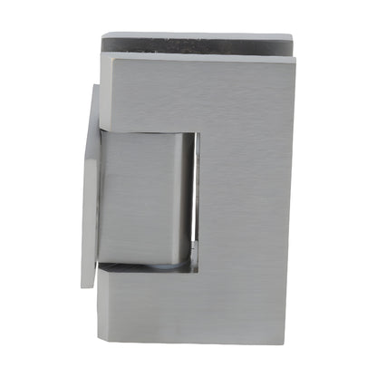 GEN280BN brushed-nickel pony wall mount shower hinge for 8-12mm glass, self-centering square brass pivot.