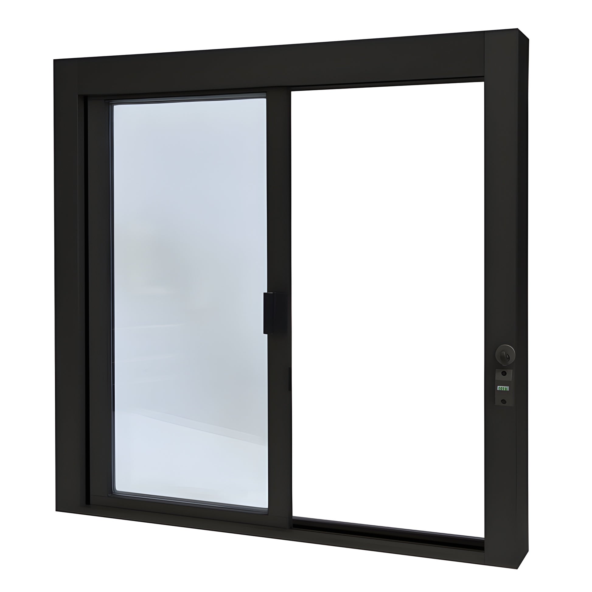 Duranodic bronze aluminum self-closing sliding service window (OX), 36x36, 1/4" tempered glass, thumbturn lock - SKU SCDW3636