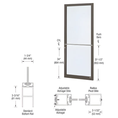 CRL-U.S. 250 Narrow Stile 3x7 Center-Hung Active Leaf Black Anodized
