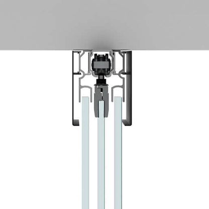 CRL70 Matte Black Sliding Door with Two Fixed Panels, Ceiling Mount Kit - Sleek Design