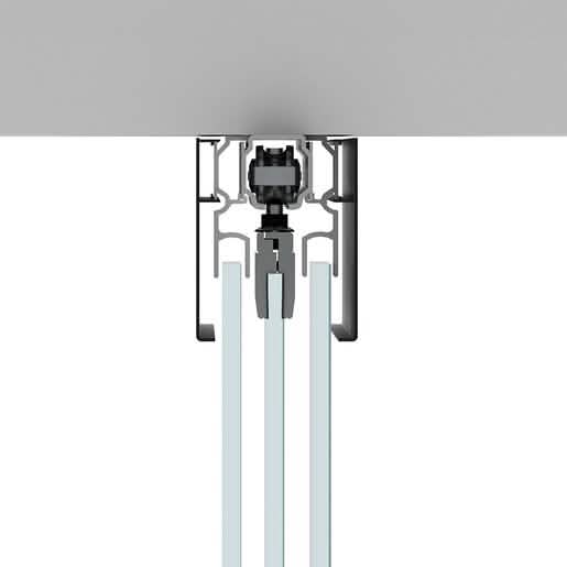 CRL70 Matte Black Sliding Door with Two Fixed Panels, Ceiling Mount Kit - Sleek Design
