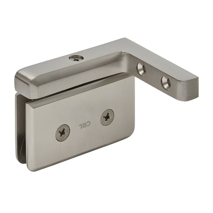 PPH05LBN brushed-nickel beveled Prima pivot hinge for 8-10mm frameless glass shower door, left-hand wall-mount, brass.
