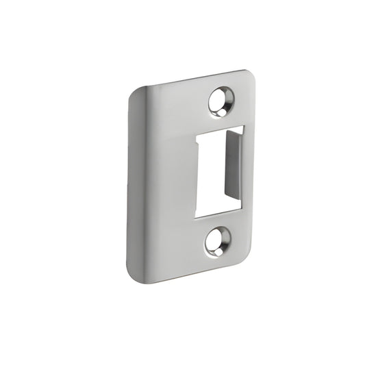 Brushed stainless steel strike plate (dust box, screws) for deadbolt/latch, Adams Rite SKU DH12800