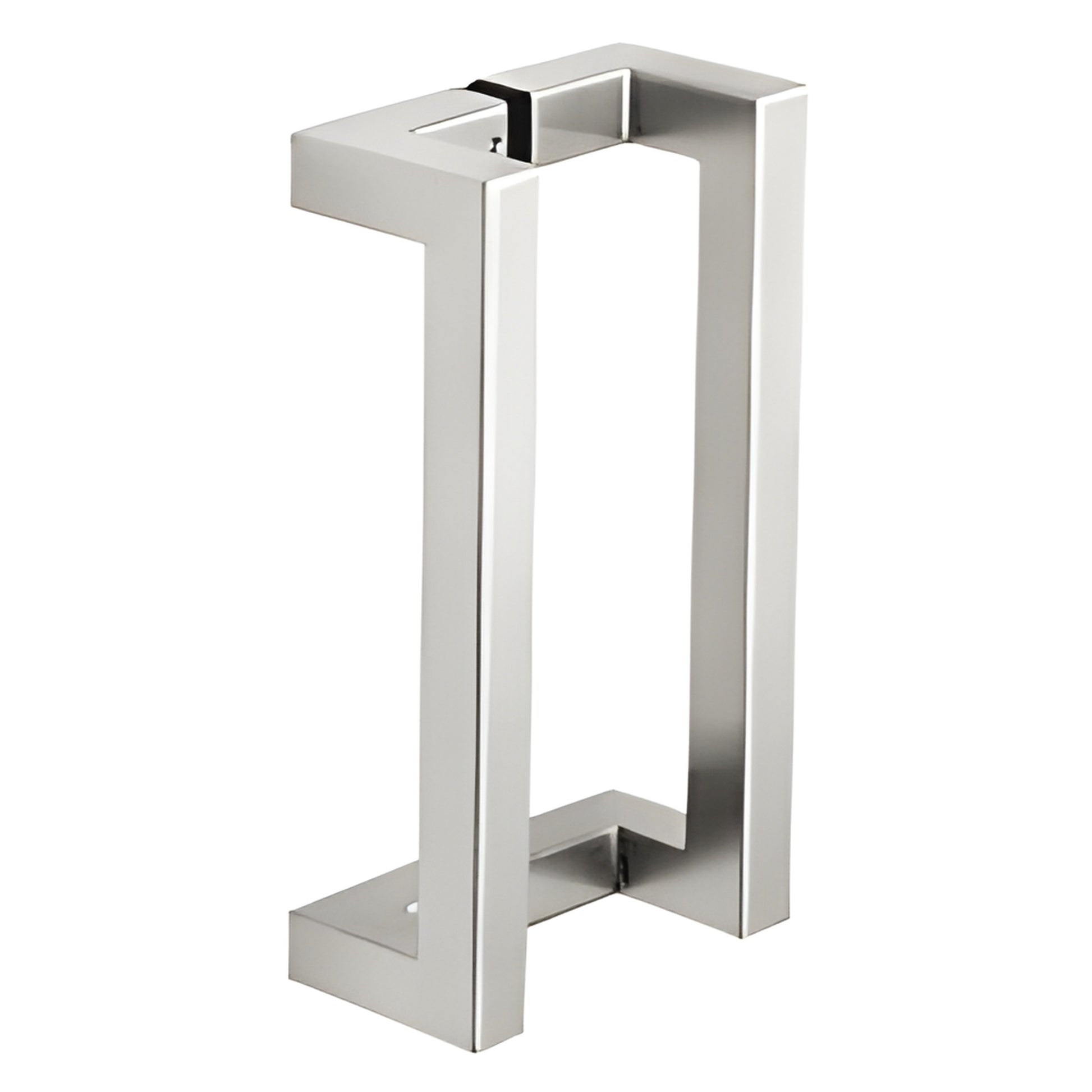 Polished stainless steel offset square tubular pull handle S024X24PS for 3/8-3/4" glass, back-to-back mount