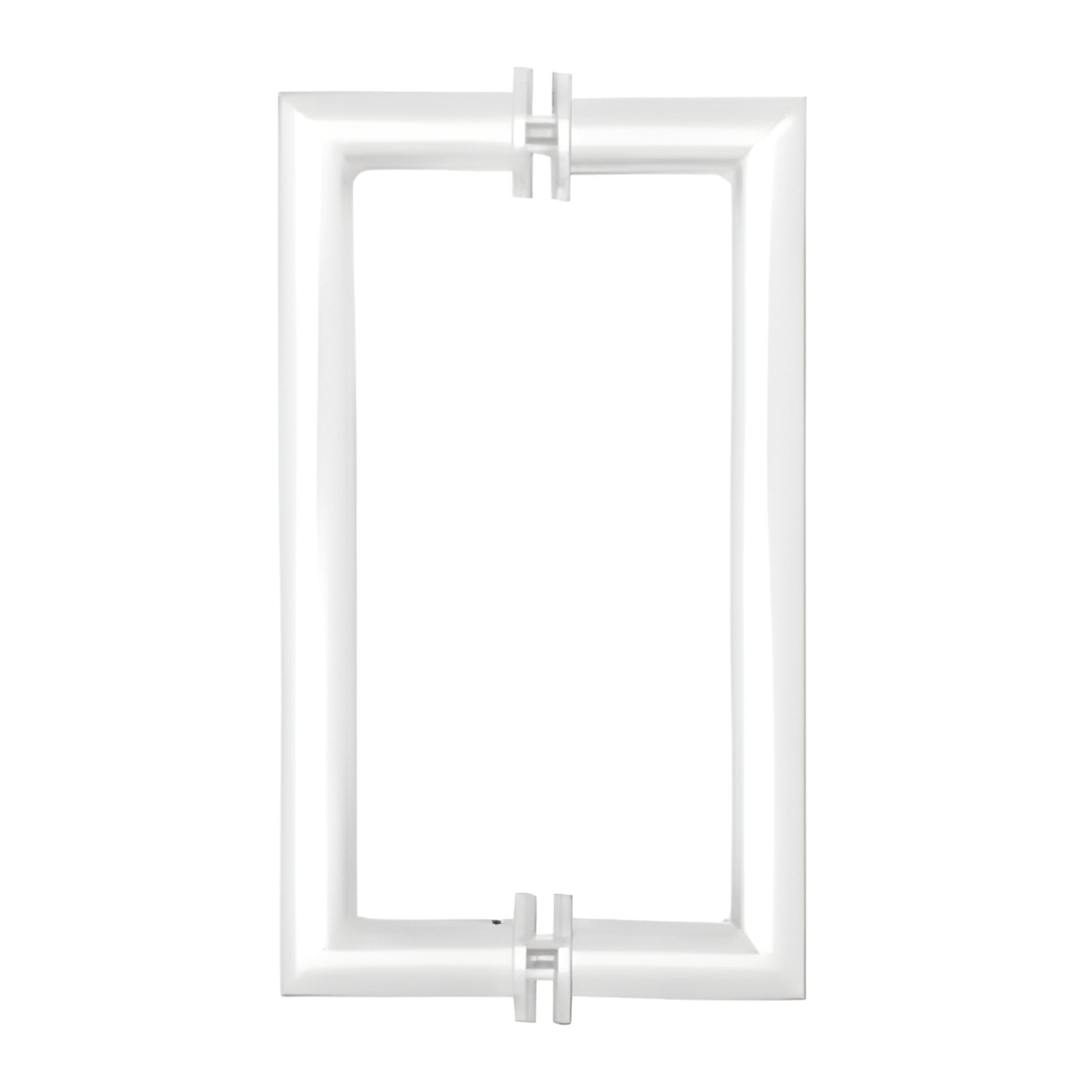Rectangular mitered-corner 10" center-to-center glass door pull handle, polished stainless steel (SKU MH10X10PS)
