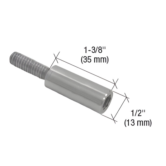 CRL ESK02 stainless steel long stop/strike keeper bumper post, 1-3/8" long x 1/2" dia, threaded tail.