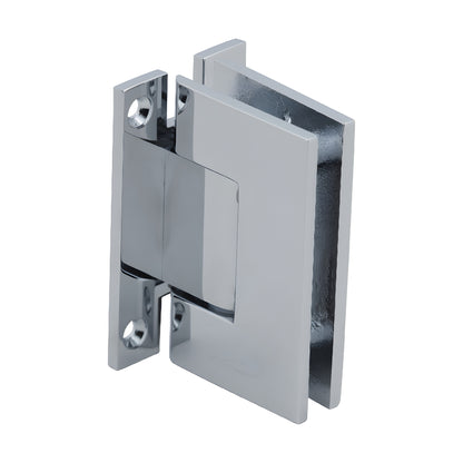 GENH037CH polished chrome square-profile H wall-mount hinge for frameless glass doors, brass, self-centering