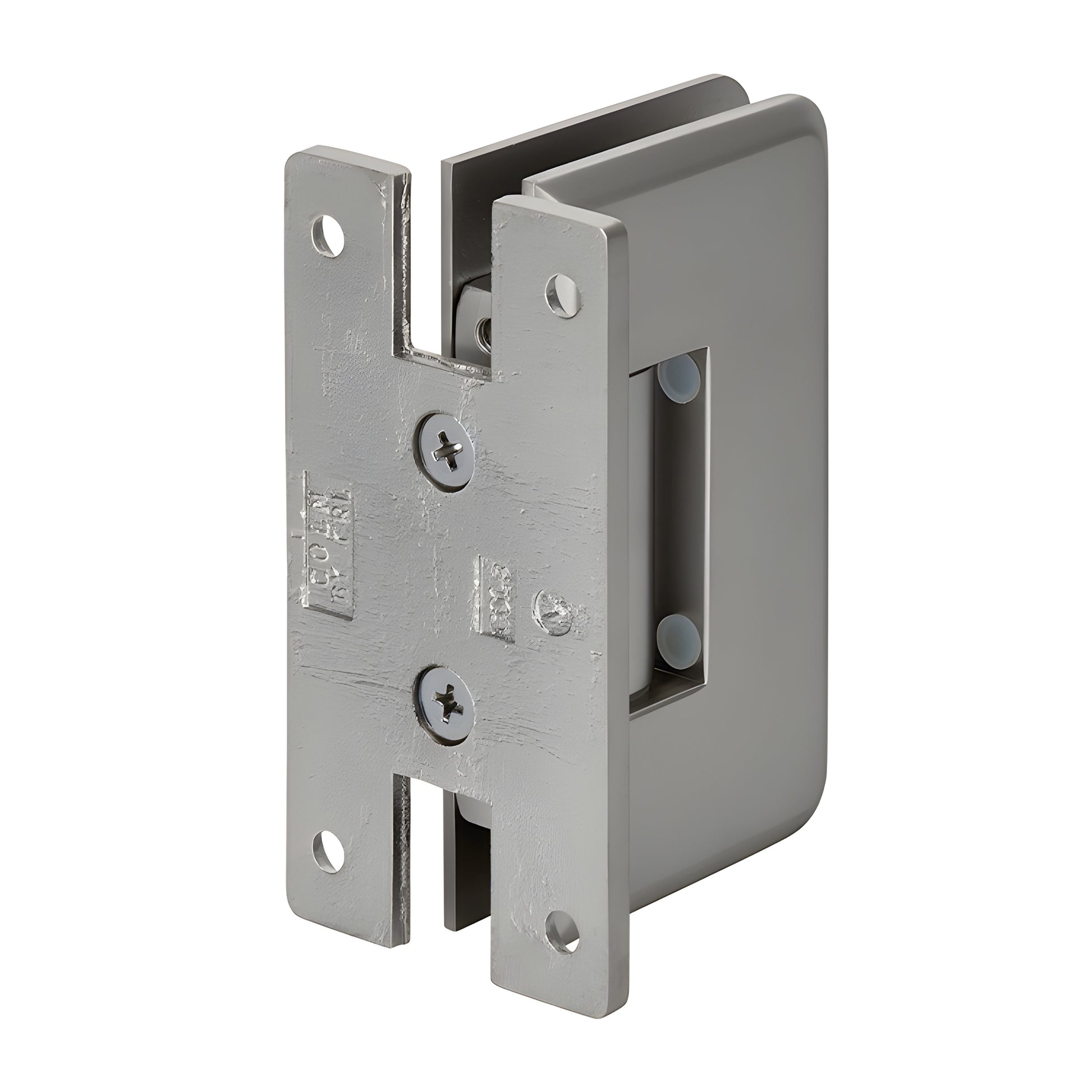 Cologne satin-nickel beveled brass shower hinge with H back plate for 3/8-1/2 glass - SKU C0L037SN