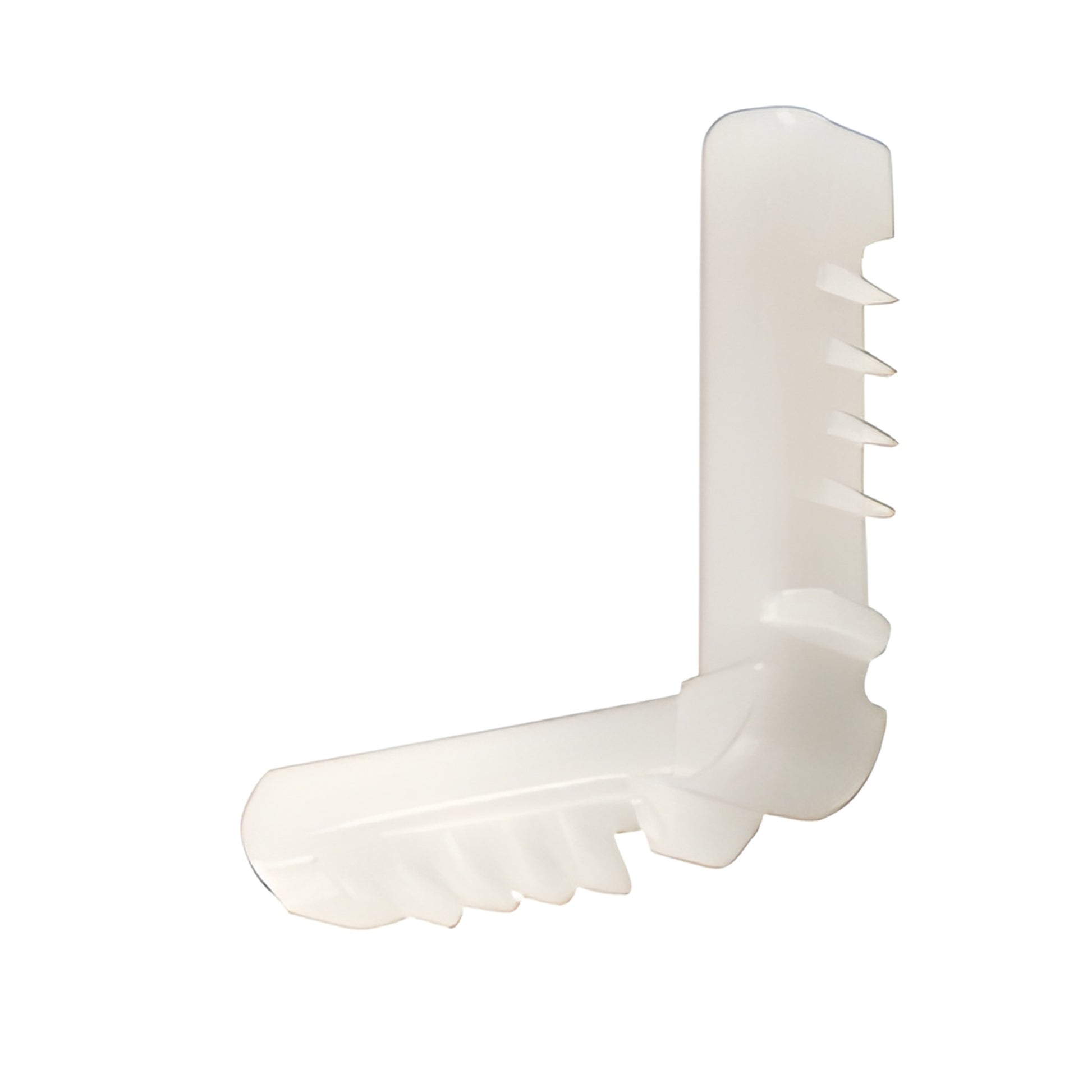 White nylon CRL dual-seal spacer corner, 5/16 locking profile (SKU 92176)