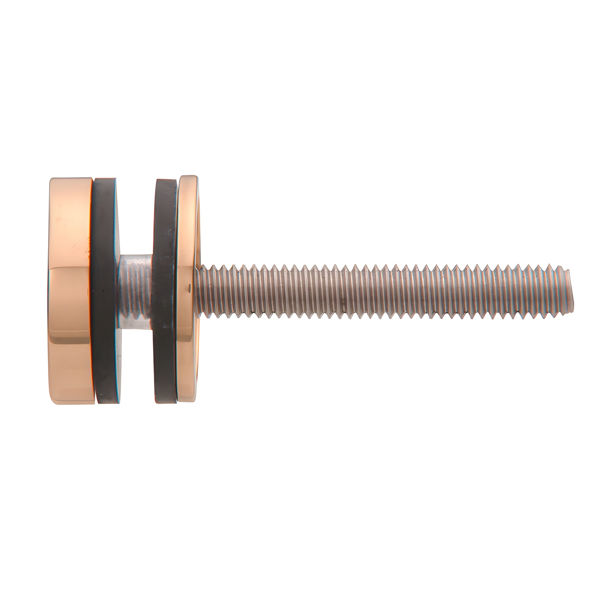 Polished brass replacement washer/stud for single-sided commercial door pull, 1-1/4 in. cap with threaded rod - SKU F41SKBR