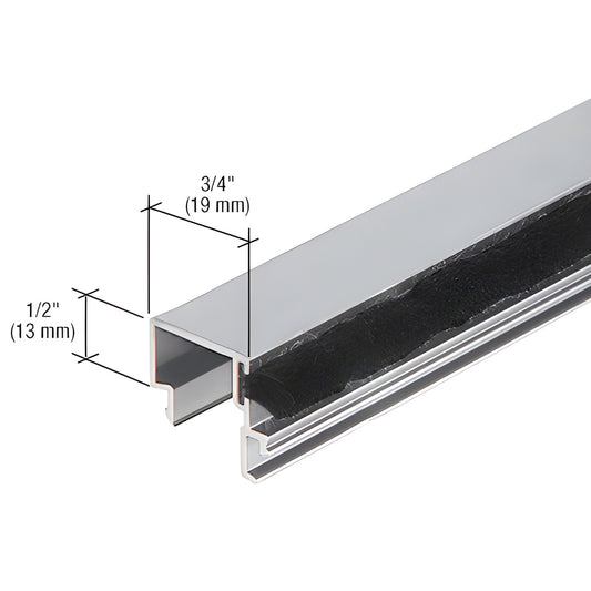 DS04011 clear anodized 6063 T5 aluminum extrusion with black integrated weatherstrip, 3/4" x 1/2" profile.