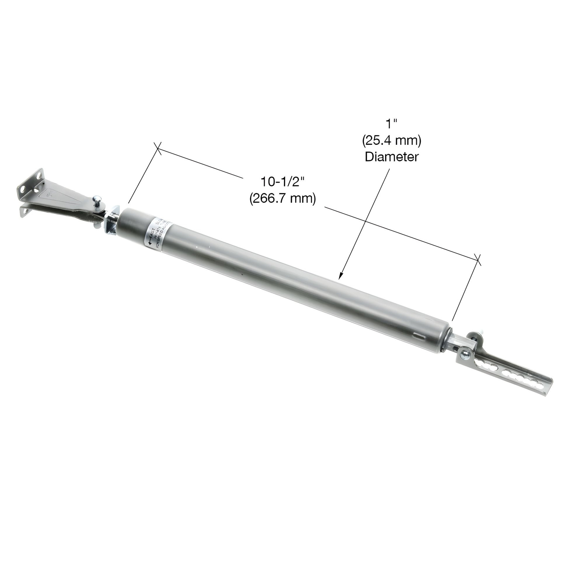 Aluminum hydraulic door closer with mounting brackets, fingertip adjustable closing, 90 swing (SKU K5058)