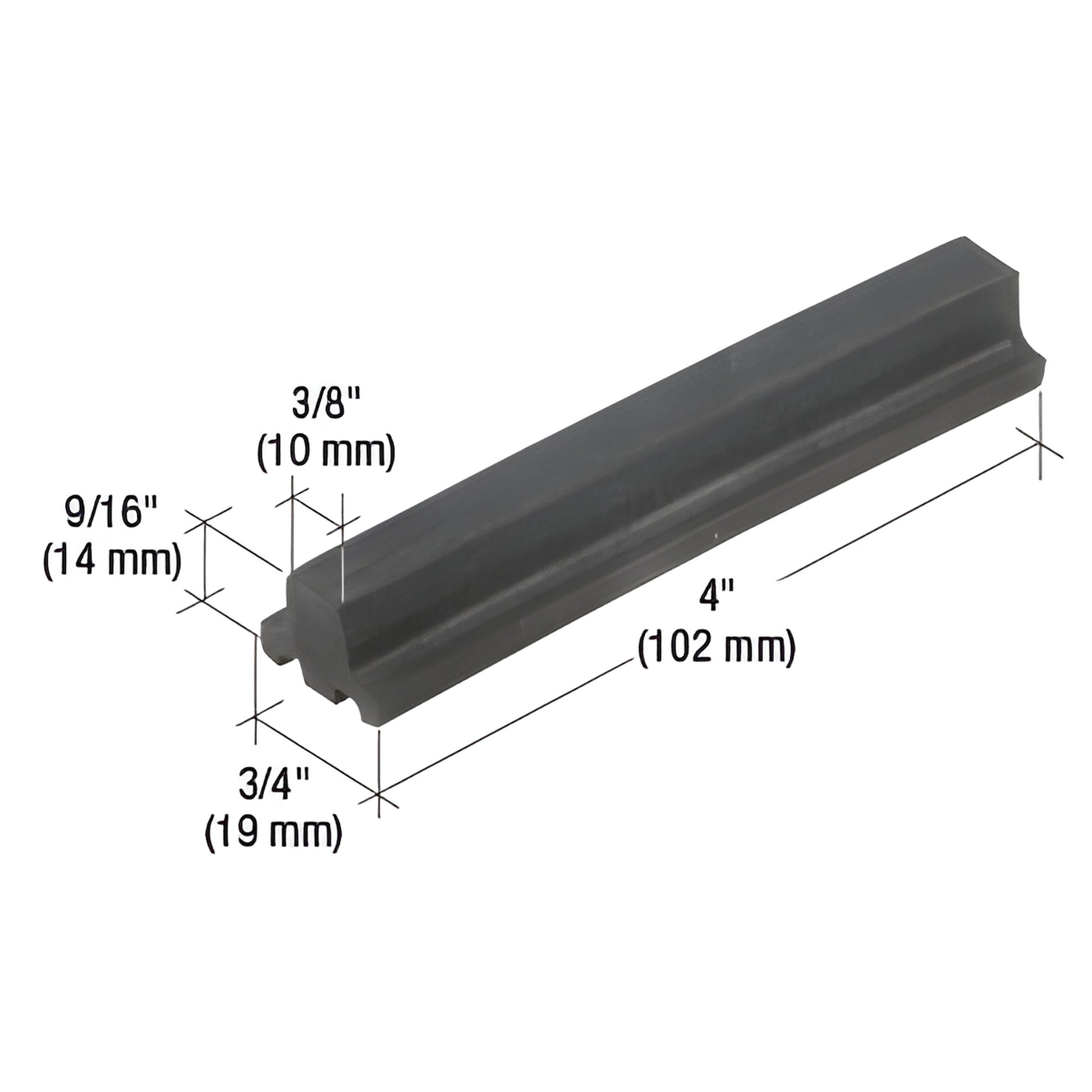 CRL SB140 black EPDM glass setting block for 1/4" (6mm) glazing, 4" long, storefront/curtain wall support