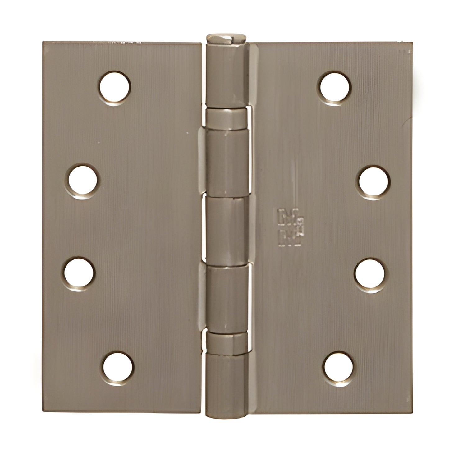 4x4 dull-nickel ball-bearing full-mortise door hinge with removable pin, six screw holes