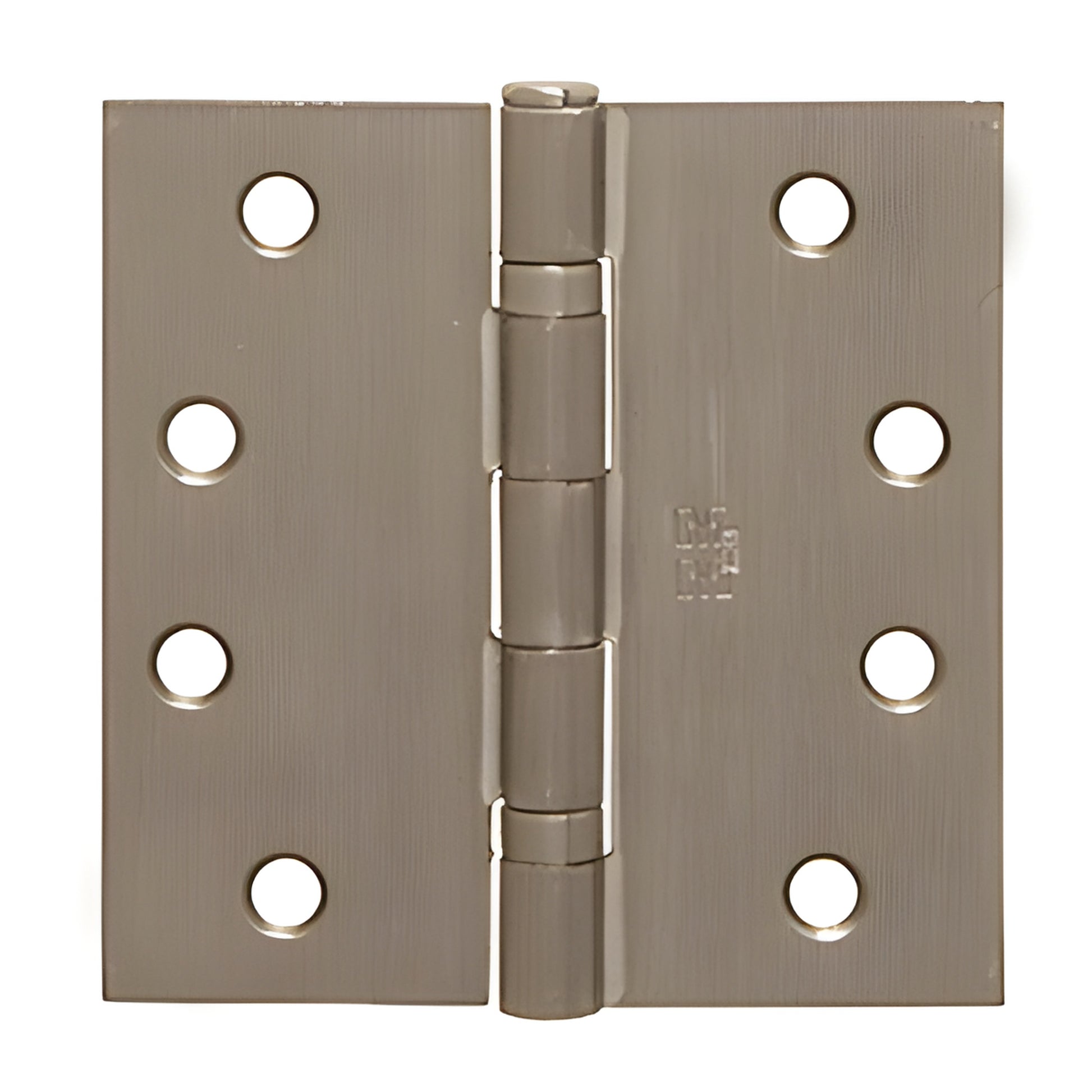 4x4 dull-nickel ball-bearing full-mortise door hinge with removable pin, six screw holes