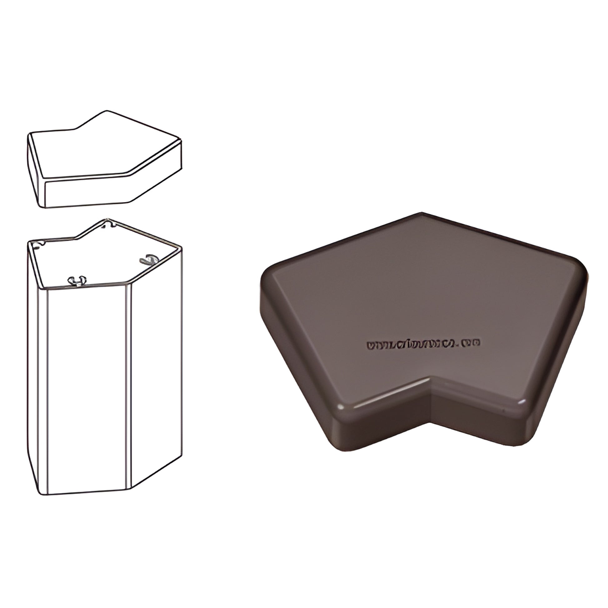 PC45BRZ matte bronze 135 aluminum post cap for 100 Series, pentagon-shaped protective top.