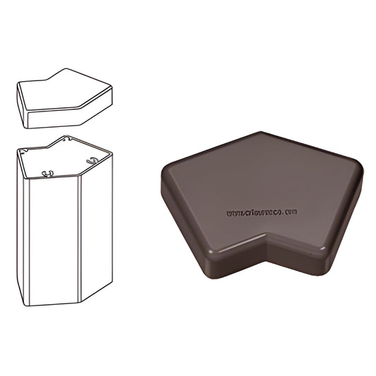 PC45BRZ matte bronze 135 aluminum post cap for 100 Series, pentagon-shaped protective top.