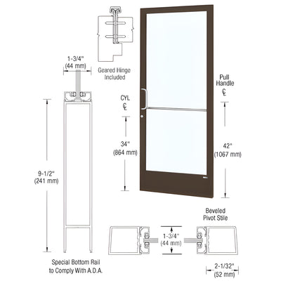 CRL-U.S. Aluminum Series 250 Narrow-Stile Geared Hinge Black Anodized