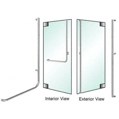 Brushed stainless glass mount exterior dummy handle, right hand reverse, by CRL-Blumcraft®