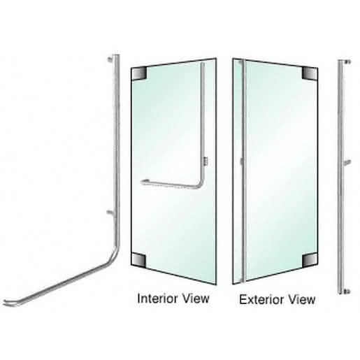 Brushed stainless glass mount exterior dummy handle, right hand reverse, by CRL-Blumcraft®