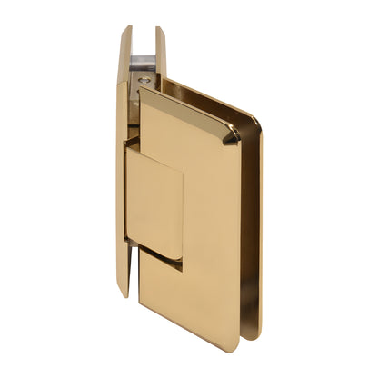 French gold solid brass beveled glass-to-glass shower hinge, 135 , self-centering, fits 3/8-1/2" tempered glass (SKU C0L045FG