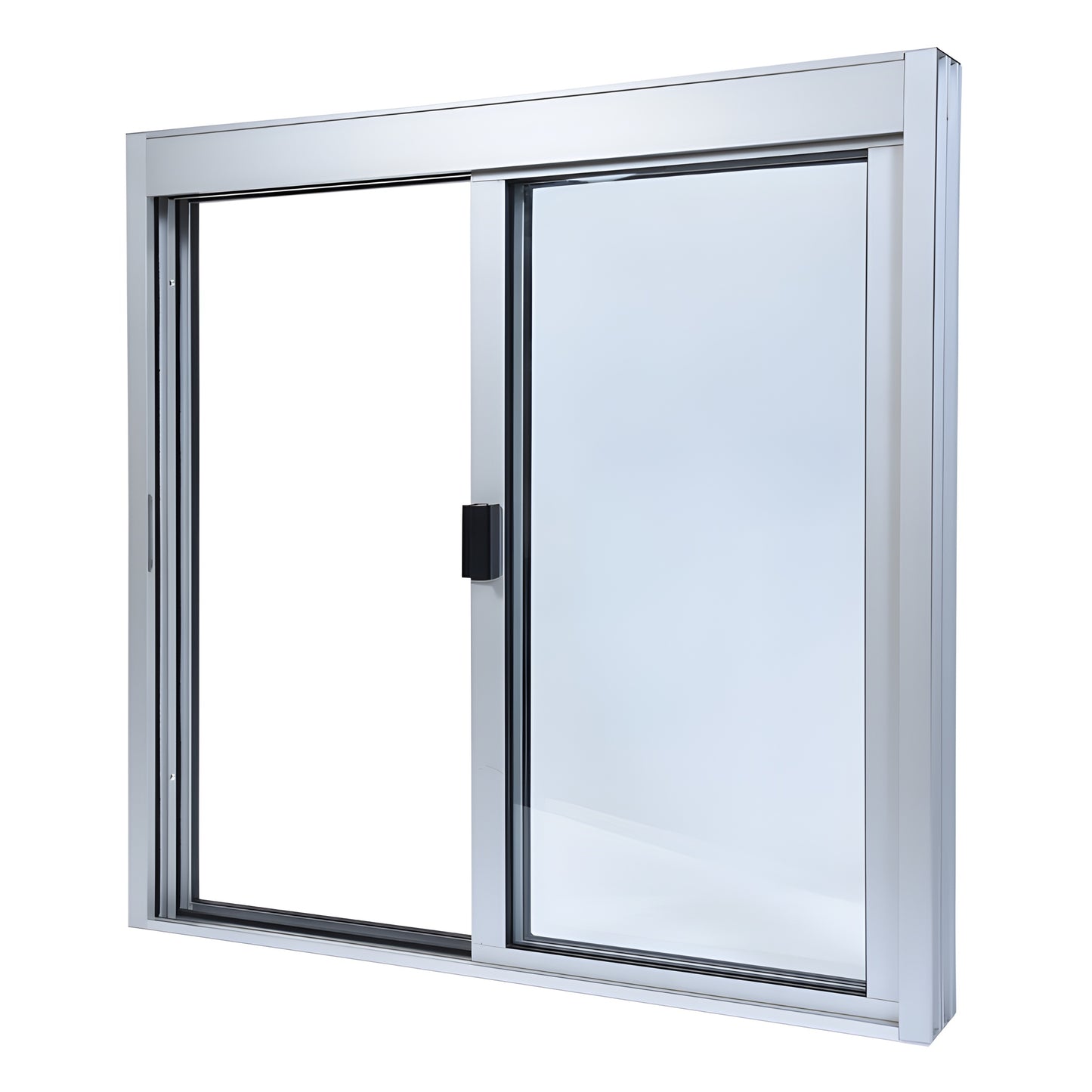 DW3636X0GA satin anodized aluminum 36x36 XO sliding service window, factory glazed 1/4" tempered glass, self-latching