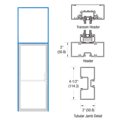 CRL-U.S. Aluminum 451 Left-Hand Transom Door Frame 40x126 Anodized
