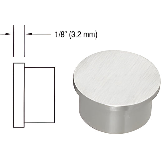 Brushed stainless steel round end cap for 1-1/2" (38 mm) pipe rail tubing, smooth brushed face