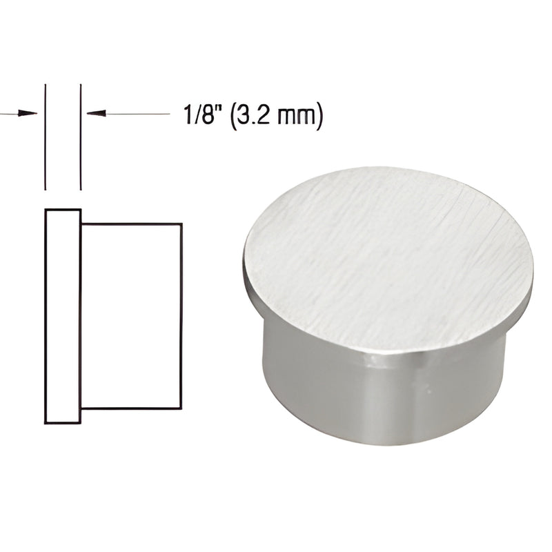 HRH15ECSA satin anodized 1-1/2" round pipe rail end cap, brushed aluminum finish