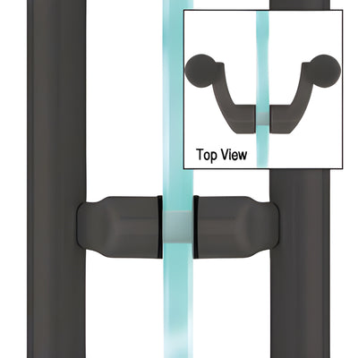 CRL Matte Black Offset Mid-Post Mount for Ladder Pull Handles