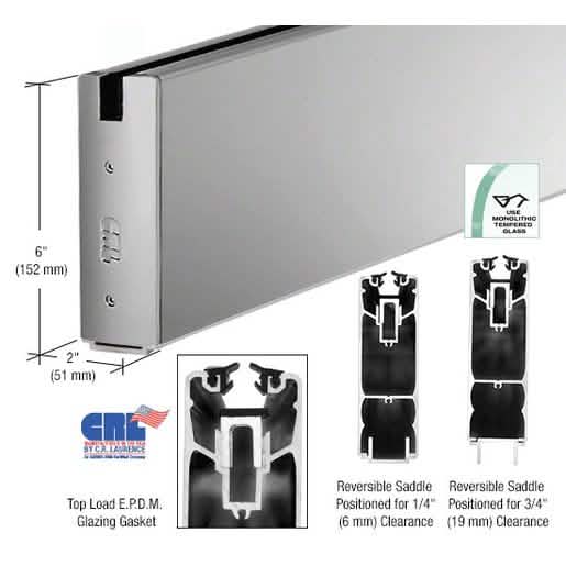 CRL Satin Anodized 240" x 6" Square Sidelite Rail for sleek, modern glass installations.