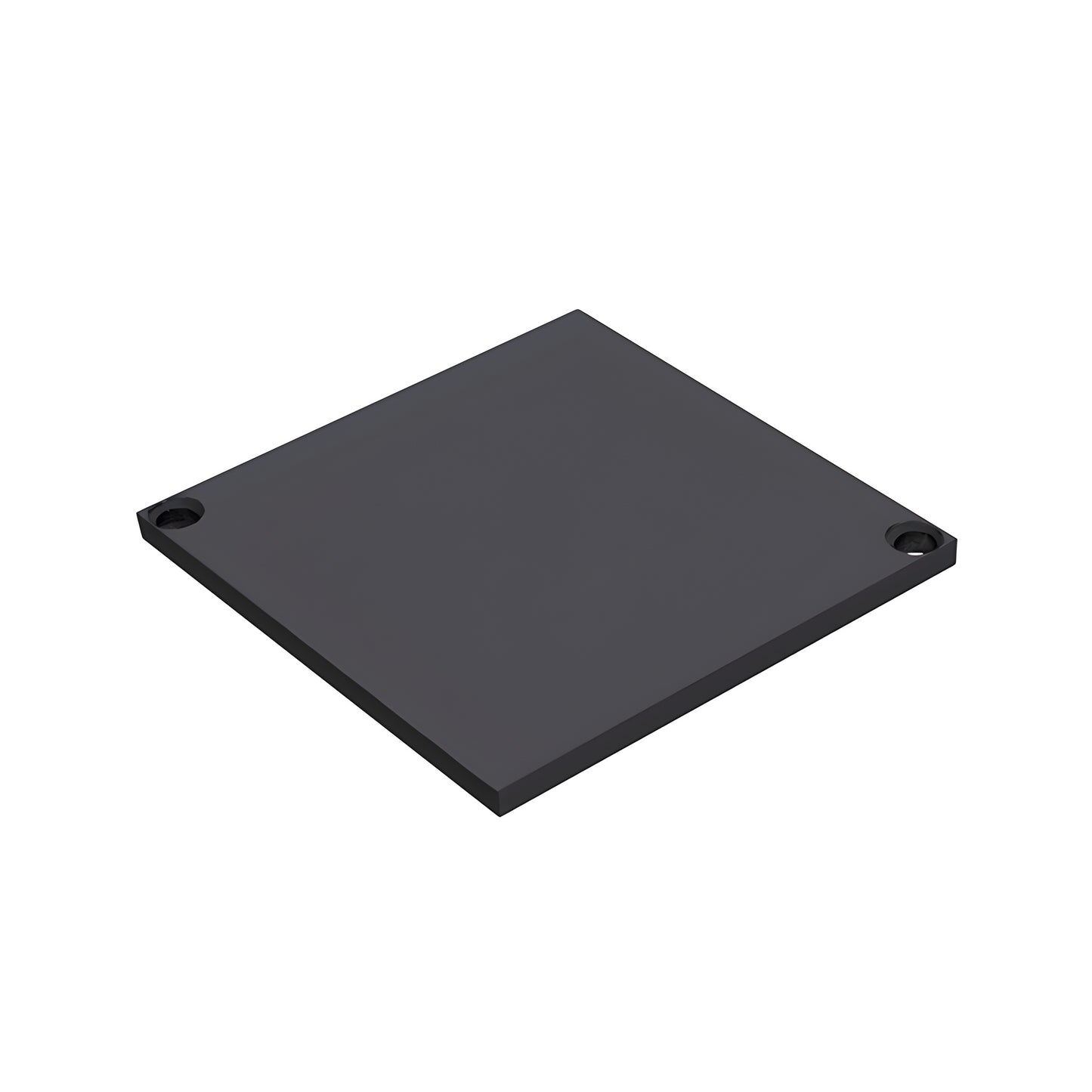 Matte black aluminum Cielo top plate (SKU CPC9BL), square low-profile cap with countersunk screw holes.