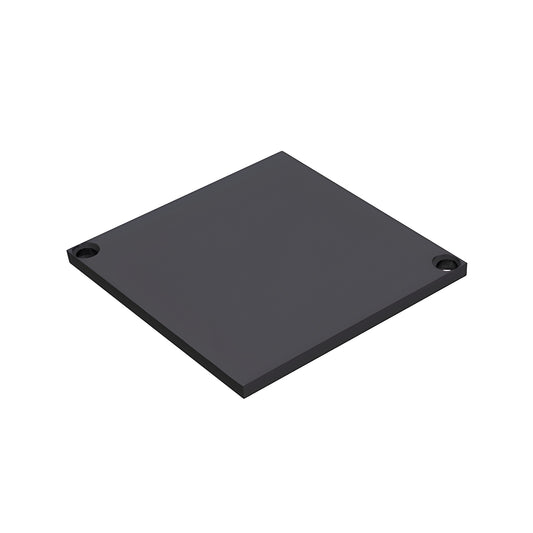 Matte black aluminum Cielo top plate (SKU CPC9BL), square low-profile cap with countersunk screw holes.