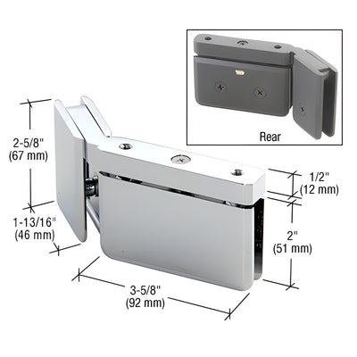 CRL Prima 135° Left-Hand Polished Chrome Glass Door Hinge w/ U-Clamp