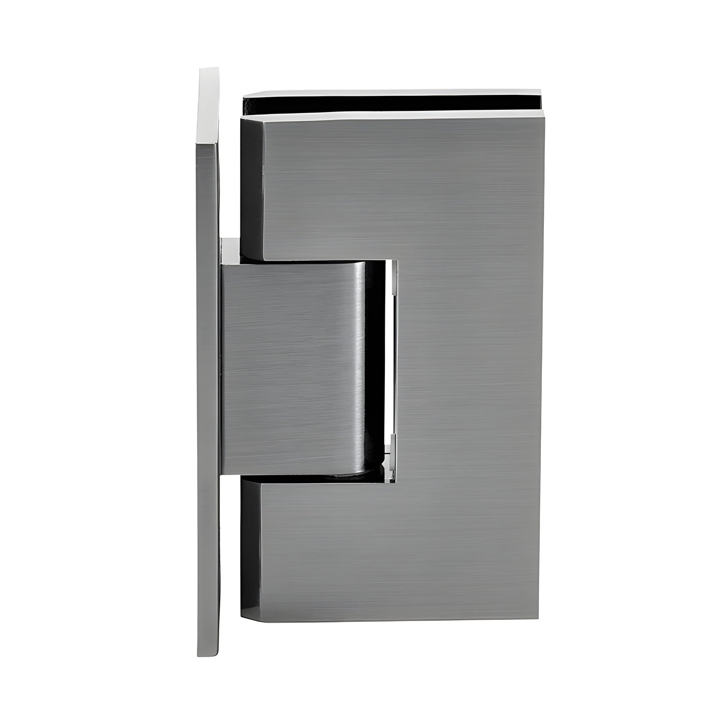 Vienna brass shower hinge, wall-mount full back plate, antique brushed nickel finish for 3/8-1/2" glass (SKU V1E037ABN)