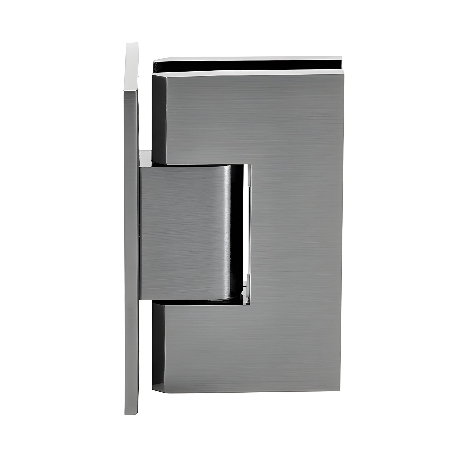 Vienna brass shower hinge, wall-mount full back plate, antique brushed nickel finish for 3/8-1/2" glass (SKU V1E037ABN)