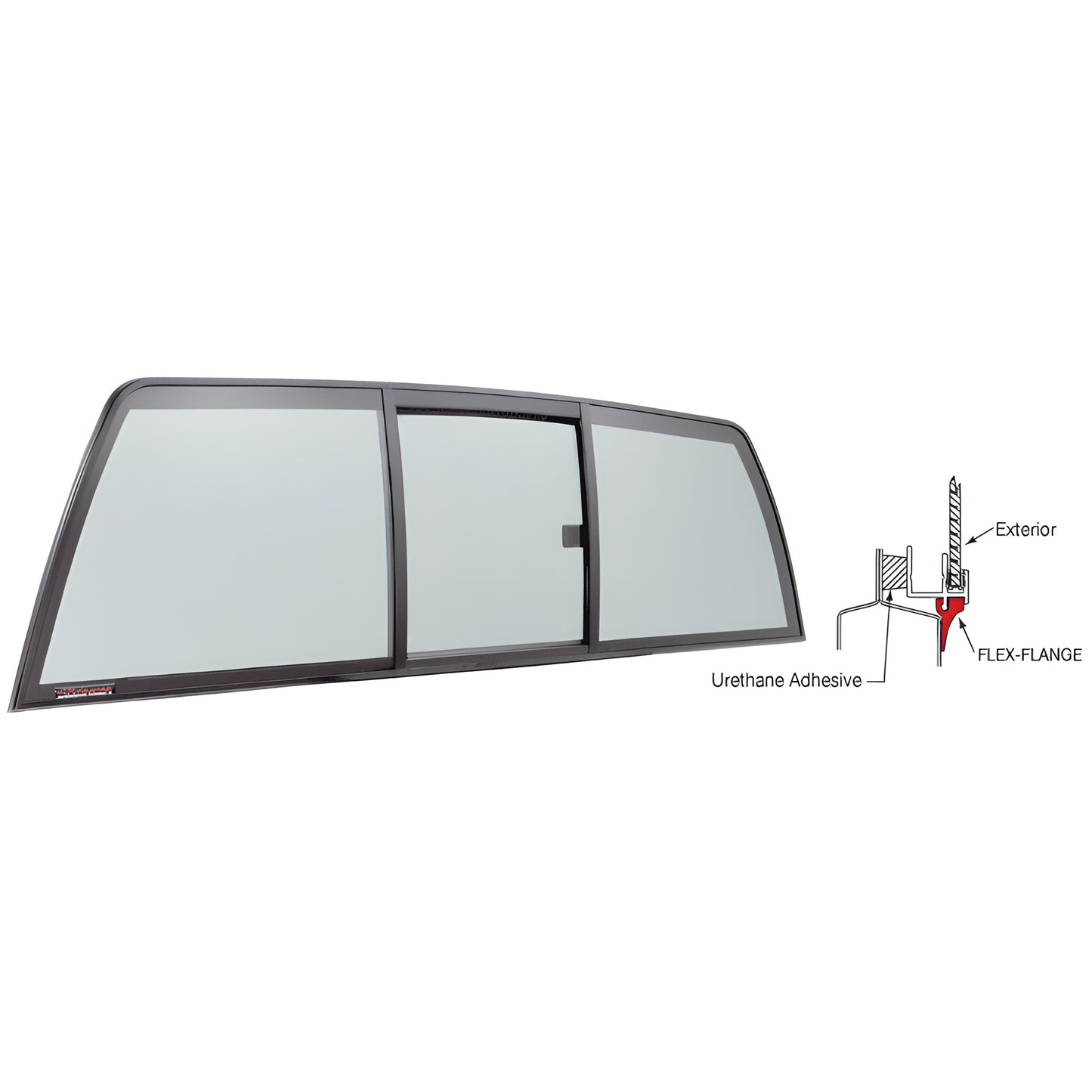 CRL ECT894S tri-vent truck slider window, bonded black frame fit for Chevy/GMC/Isuzu S-Series 1994-2003.
